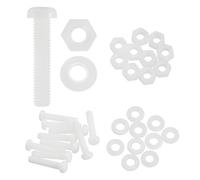 sourcing map Juego de 10 tornillos de cabeza redonda de plástico PA66 M8 x 40 mm, tornillos Phillips, tuercas hexagonales, arandelas planas, sujetadores métricos de rosca completa para montaje de