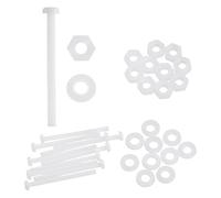 sourcing map Juego de 10 tornillos M5 x 60 mm de nailon PA66 de cabeza redonda de plástico, tornillos Phillips, tuercas hexagonales, arandelas planas, sujetadores métricos de rosca completa para