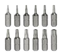 sourcing map Juego de 12 puntas de destornillador Torx T5-T40 de 1/4 pulgadas, vástago hexagonal de 25 mm de longitud, estrella de acero S2 de 6 puntos de cabeza hexagonal con agujero para