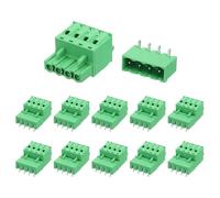 sourcing map Juego de 15 conectores de bloque de terminales de tornillo de montaje en PCB de 4 pines de 5,08 mm, sin soldadura, conectores macho y hembra 2EDGKD para 28-10 AWG, color verde