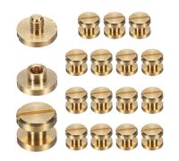 sourcing map Juego de 15 remaches de clavos Chicago de tornillos M4 x 3 mm | Cabeza plana, tornillo de latón, pernos, remaches, tornillo de poste de encuadernación, para cinturón de cuero, bolsa
