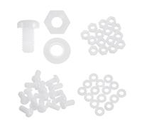 sourcing map Juego de 15 tornillos M6 x 12 mm de nailon PA66 de cabeza redonda de plástico, tornillos Phillips, tuercas hexagonales, arandelas planas, sujetadores métricos de rosca completa para
