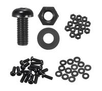 sourcing map Juego de 15 tornillos M8 x 20 mm de nailon PA66 de cabeza redonda cruzada de plástico, tornillos Phillips, tuercas hexagonales, arandelas planas, tornillos métricos de rosca completa para
