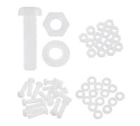 sourcing map Juego de 15 tornillos M8 x 30 mm de nailon PA66 de cabeza redonda de plástico, tornillos Phillips, tuercas hexagonales, arandelas planas, sujetadores métricos de rosca completa para