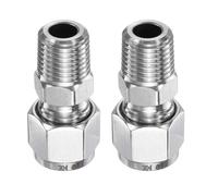 sourcing map - Juego de 2 acopladores de compresión de tubo de 8 mm de diámetro exterior x rosca macho NPT de 1/4" de acero inoxidable. Conector de tubo de compresión recta para aceite, gas, agua