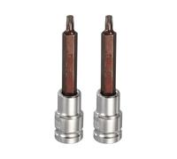 sourcing map Juego de 2 brocas Torx de 1,27 cm T30 S2 de acero de 6 puntos de cabeza larga, adaptador de enchufe de acero CR-V para reparación de tuercas hexagonales de eje automático en el hogar