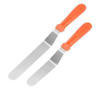 sourcing map Juego de 2 espátulas de glaseado para tartas, 6 y 8 pulgadas, cuchillo para glaseado con mango de plástico PP para el hogar, cocina, panadería, color naranja (mango curvado)
