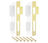 sourcing map Juego de 2 placas de cerradura de puerta de 39,5 m x 197 mm, acero inoxidable, placa de bloqueo de repuesto para marco de puerta, refuerzo de jamba de puerta, color dorado