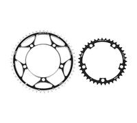 sourcing map Juego de 2 platos de bicicleta 130BCD, 39T/53T, redondos, estrechos, anchos, de aluminio, para bicicletas de carretera, cadenas de velocidad 9/10/11