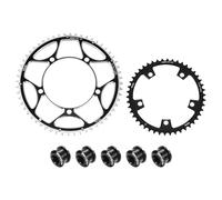 sourcing map Juego de 2 platos de bicicleta 130BCD, 46T/56T, redondos, estrechos, anchos, de aluminio, con 5 pernos redondos dobles, para bicicletas de carretera, cadenas de velocidad 9/10/11
