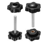 sourcing map Juego de 2 pomos de estrella M6 x 40 mm macho + rosca hembra M6 de 38 mm, cabeza métrica de 6 estrellas, asas de sujeción roscadas con tornillo en agujero pasante, tornillos de pulgar