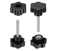 sourcing map Juego de 2 pomos de estrella M8 x 80 mm macho + rosca hembra M8 de 48 mm, cabeza métrica de 6 estrellas, asas de sujeción roscadas con tornillo en agujero pasante, tornillos de pulgar