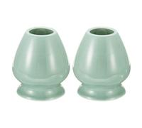 sourcing map Juego de 2 soportes de cerámica para batidor de té matcha de 72 mm, soporte tradicional para té matcha, accesorios para degustación de té, color verde