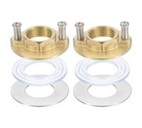 sourcing map Juego de 2 tuercas de bloqueo hexagonales de rosca hembra de 19 mm, acero inoxidable 304 de un solo agujero con junta, juego de herramientas de fijación de grifo para cocina, baño, lavabo