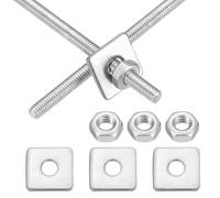 sourcing map Juego de 2 varillas totalmente roscadas M3 x 450 mm, 201 varillas roscadas de acero inoxidable con tuerca cuadrada para tornillo de fijación de anclaje estructural