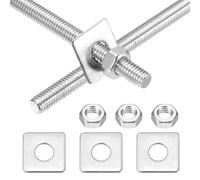 sourcing map Juego de 2 varillas totalmente roscadas M6 x 120 mm, varillas roscadas de acero inoxidable 304, roscas de mano derecha con tuerca cuadrada para tornillo de fijación de anclaje estructural