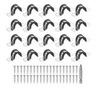 sourcing map Juego de 20 abrazaderas de correa de tubo en U M18 Abrazadera de goma acolchada con tornillo y broca para automoción, industrial, marino, hogar