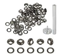 sourcing map Juego de 20 ojales de cobre de 4 mm con arandelas y herramienta de ajuste para cortinas de tela, lonas de cuero, cinturón, zapatos, bolsas, bricolaje, negro pistola