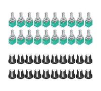 sourcing map Juego de 20 potenciómetros B10K Ohm con interruptor, resistencias variables de 5 pines, kit de potenciómetro giratorio de giro lineal único con tapa de perilla para control de volumen del