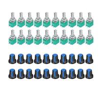 sourcing map Juego de 20 potenciómetros B50K Ohm con interruptor, resistencias variables de 5 pines, kit de potenciómetro giratorio de giro lineal único con tapa de perilla para control de volumen del