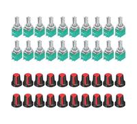 sourcing map Juego de 20 potenciómetros B50K Ohm con interruptor, resistencias variables de 5 pines, kit de potenciómetro giratorio de giro lineal único con tapa de perilla para control de volumen del