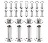 sourcing map Juego de 20 tornillos Chicago M4 x 16 mm, 6 mm de longitud, remaches de metal Phillips para clavos, tornillos de poste de encuadernación para bricolaje, cinturón de cuero, manualidades