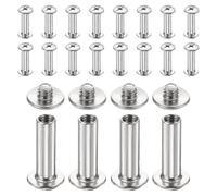 sourcing map Juego de 20 tornillos Chicago M4 x 17 mm, 6 mm de longitud, remaches de metal Phillips para clavos, tornillos de poste de encuadernación para bricolaje, cinturón de cuero, manualidades