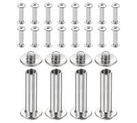 sourcing map Juego de 20 tornillos Chicago M4 x 20 mm, 6 mm de longitud, remaches de metal Phillips para clavos, tornillos de poste de encuadernación para bricolaje, cinturón de cuero, manualidades