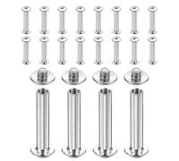 sourcing map Juego de 20 tornillos Chicago M4 x 25 mm, 6 mm de longitud, remaches de metal Phillips para clavos, tornillos de poste de encuadernación para bricolaje, cinturón de cuero, manualidades