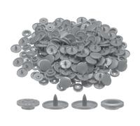 sourcing map Juego de 200 broches de plástico T5 redondos de resina sin costura, kit de cierres de plástico para ropa, costura, impermeable, pañales, baberos, manualidades, color gris