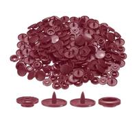 sourcing map Juego de 200 broches de plástico T5 redondos de resina sin costuras para ropa, costura, impermeable, pañales, baberos, manualidades, color rojo oscuro