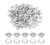 sourcing map Juego de 200 ojales de latón de 4,5 mm, ojales de metal con arandelas para cinturones, zapatos, ropa, núcleos de cuentas, proyecto de bricolaje, tono plateado