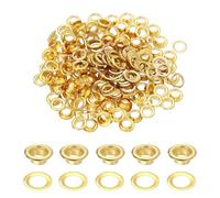 sourcing map Juego de 200 ojales de latón de 5,5 mm, ojales de metal con arandelas para cinturones, zapatos, ropa, núcleos de cuentas, proyecto de bricolaje, tono dorado