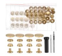 sourcing map Juego de 24 cierres a presión de cuero de 20 mm, remaches de cuero con 3 herramientas de ajuste para ropa, chaquetas, jeans, color dorado