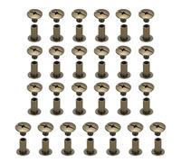 sourcing map Juego de 25 tornillos Chicago M5 x 10 mm Phillips para clavos, remaches, tornillos de poste de encuadernación para manualidades, cuero, cinturón, bolsa, encuadernación, bronce