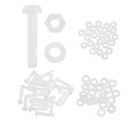 sourcing map Juego de 25 tornillos M5 x 25 mm de nailon PA66 de cabeza redonda de plástico, tornillos Phillips, tuercas hexagonales, arandelas planas, sujetadores métricos de rosca completa para