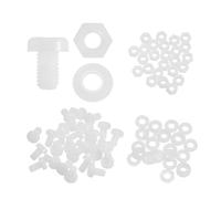 sourcing map Juego de 25 tornillos M5 x 8 mm de nailon PA66 de cabeza redonda de plástico, tornillos Phillips, tuercas hexagonales, arandelas planas, tornillos métricos de rosca completa para montaje