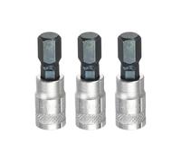 sourcing map Juego de 3 brocas hexagonales de 1/4 pulgadas H8 S2 de acero hexagonal para destornillador de cabeza hexagonal CR-V, adaptador de enchufe de acero para reparación de tuercas hexagonales