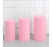 sourcing map Juego de 3 fundas cilíndricas de elastano rosa claro para decoración de fiestas, bodas, cumpleaños, solo contiene cubiertas cilíndricas (tela elástica, pequeña)