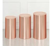 sourcing map Juego de 3 fundas cilíndricas de elastano y dorado champán, cubierta de soporte para decoración de fiestas, bodas, cumpleaños, solo contiene cubiertas cilíndricas (tela de aluminio,