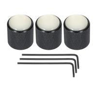 sourcing map Juego de 3 pomos de cúpula para guitarra y bajo, carcasa blanca de 6 mm, control de tono de volumen de metal negro para guitarra eléctrica, bajo con llave hexagonal interior, paquete de 3