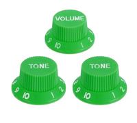 sourcing map Juego de 3 pomos métricos de campana de sombrero superior, 1 volumen y 2 tonos de control de guitarra para guitarra eléctrica, bajo, ollas de eje dividido, verde y blanco