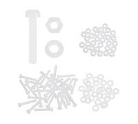 sourcing map Juego de 30 tornillos M2 x 15 mm de nailon PA66 de cabeza redonda de plástico, tornillos Phillips, tuercas hexagonales, arandelas planas, sujetadores métricos de rosca completa para