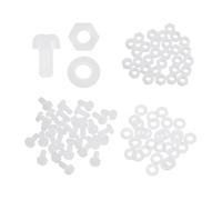 sourcing map Juego de 30 tornillos M2 x 4 mm de nailon PA66 de cabeza redonda de plástico, tornillos Phillips, tuercas hexagonales, arandelas planas, tornillos métricos de rosca completa para montaje