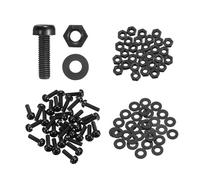 sourcing map Juego de 30 tornillos M3 x 10 mm de nailon PA66 de cabeza redonda de plástico, tornillos Phillips, tuercas hexagonales, arandelas planas, sujetadores métricos de rosca completa para