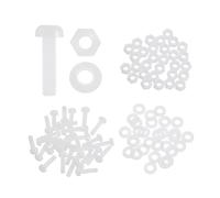sourcing map Juego de 30 tornillos M3 x 10 mm de nailon PA66 de cabeza redonda de plástico, tornillos Phillips, tuercas hexagonales, arandelas planas, sujetadores métricos de rosca completa para