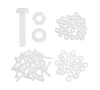 sourcing map Juego de 30 tornillos M3 x 15 mm de nailon PA66 de cabeza redonda de plástico, tornillos Phillips, tuercas hexagonales, arandelas planas, sujetadores métricos de rosca completa para