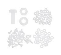 sourcing map Juego de 30 tornillos M3 x 8 mm de nailon PA66 de cabeza redonda de plástico, tornillos Phillips, tuercas hexagonales, arandelas planas, tornillos métricos de rosca completa para montaje