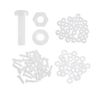 sourcing map Juego de 30 tornillos M4 x 15 mm de nailon PA66 de cabeza redonda de plástico, tornillos Phillips, tuercas hexagonales, arandelas planas, sujetadores métricos de rosca completa para