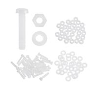 sourcing map Juego de 30 tornillos M4 x 20 mm de nailon PA66 de cabeza redonda de plástico, tornillos Phillips, tuercas hexagonales, arandelas planas, sujetadores métricos de rosca completa para